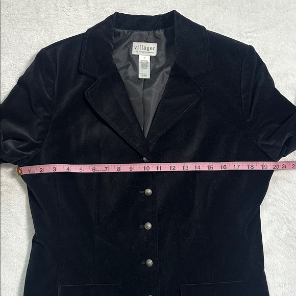 Vintage Womens Velvet Classic Tailored Whimsigoth Dark Academia Blazer 12 Black - Picture 5 of 8
